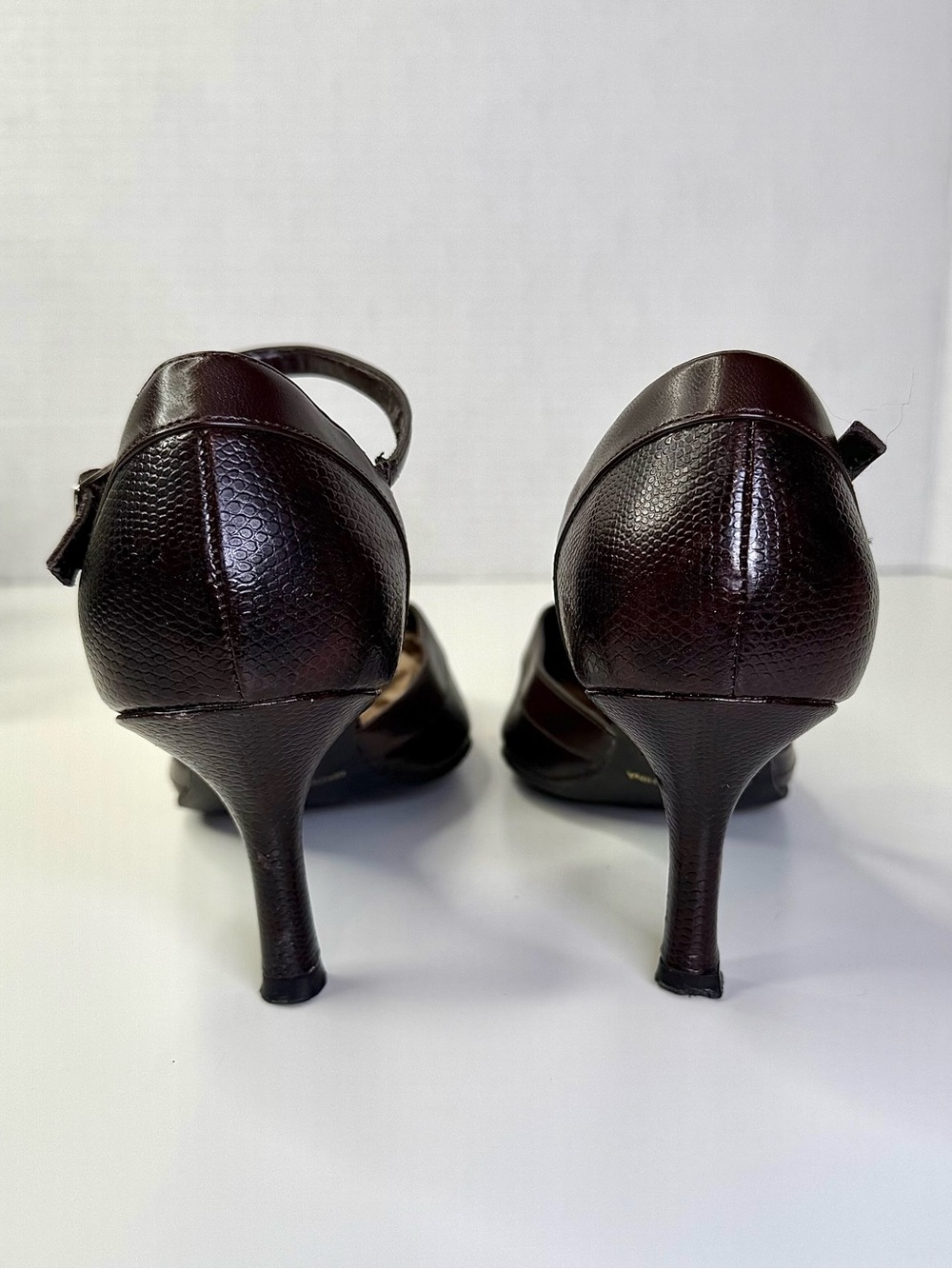Apostrophe Jett Brown Pointed Toe Mary Jane Strappy Kitten Heels Women's Size 7M - Picture 3 of 16